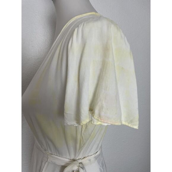 Aakaa Wrap Dress Midi Hi-lo Multicolor Tie Dye Print - Picture 6 of 10